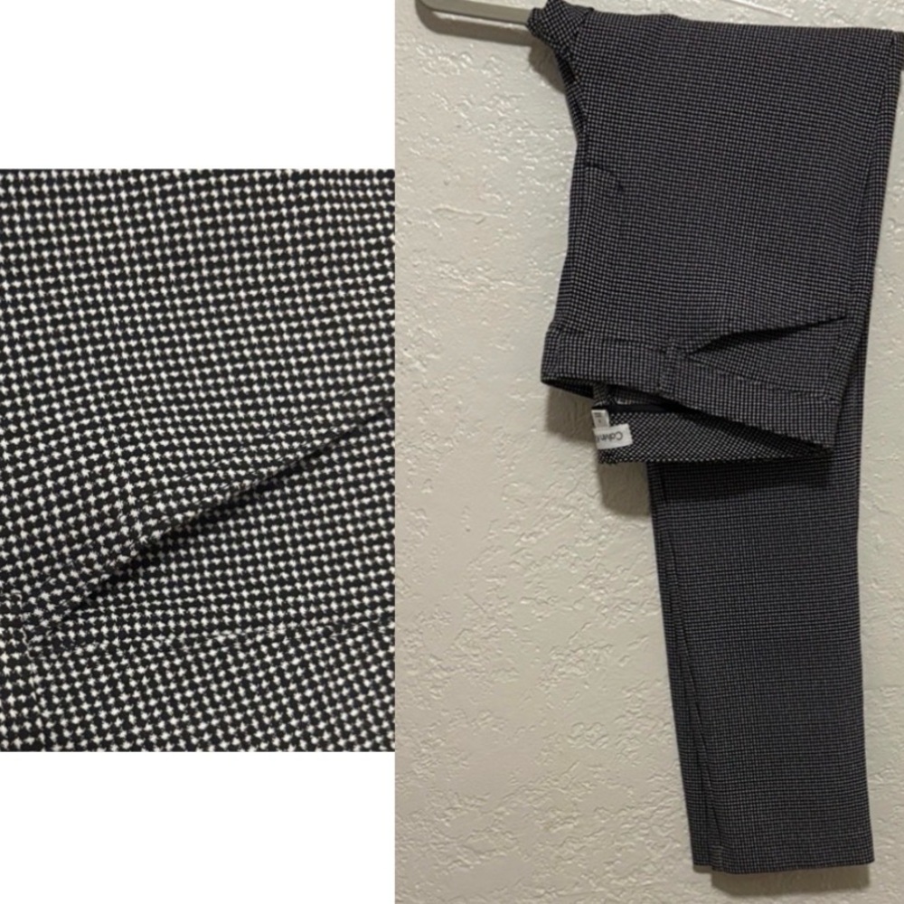 🦓NWOT Calvin Klein Black White Slim Houndstooth Stretch Cigarette Pants